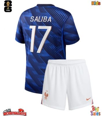 France William Saliba #17 Replica Home Stadium Kit for Kids World Cup 2026 Short Sleeve (+ pants)
